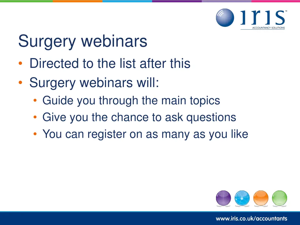surgery webinars directed to the list after this
