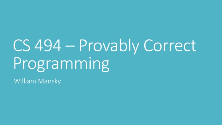 cs 494 provably correct programming