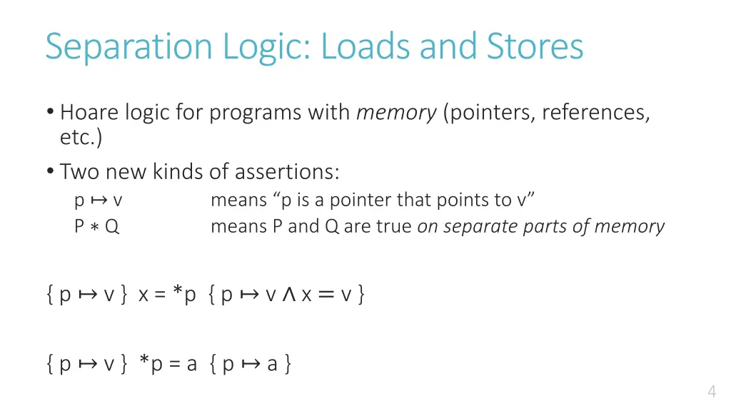separation logic loads and stores