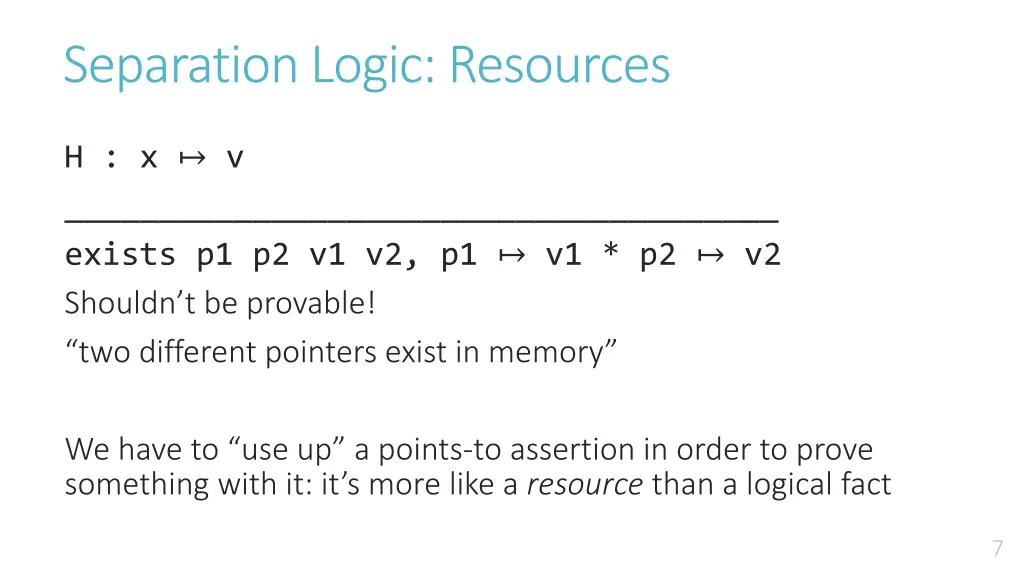 separation logic resources 2