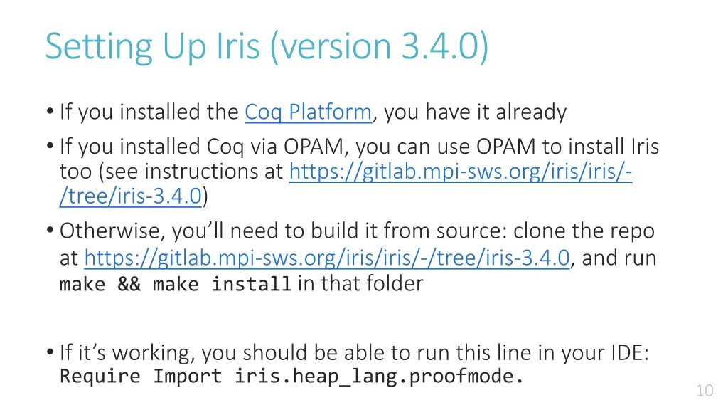 setting up iris version 3 4 0