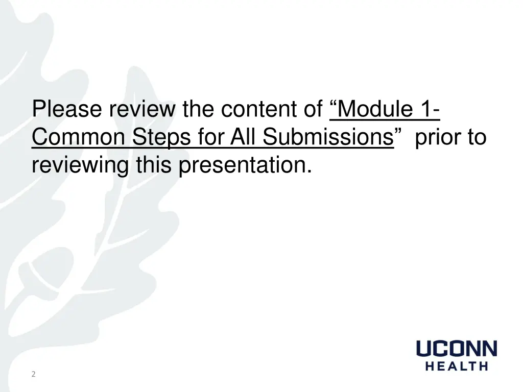 please review the content of module 1 common