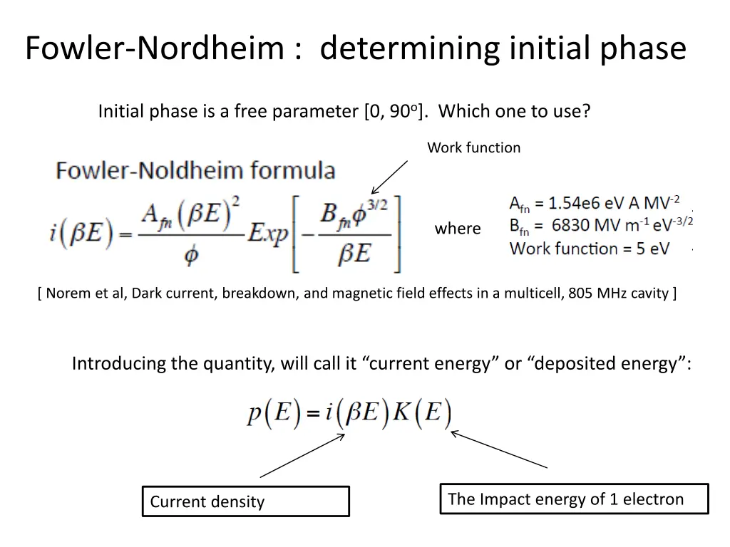 fowler nordheim determining initial phase