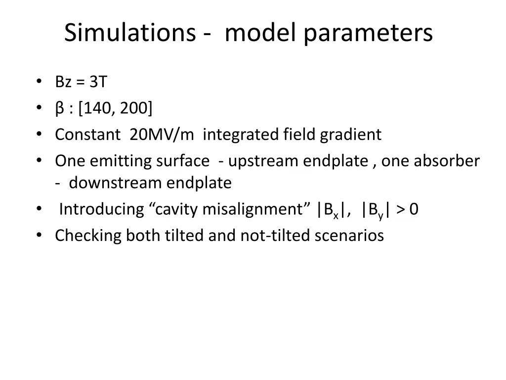 simulations model parameters