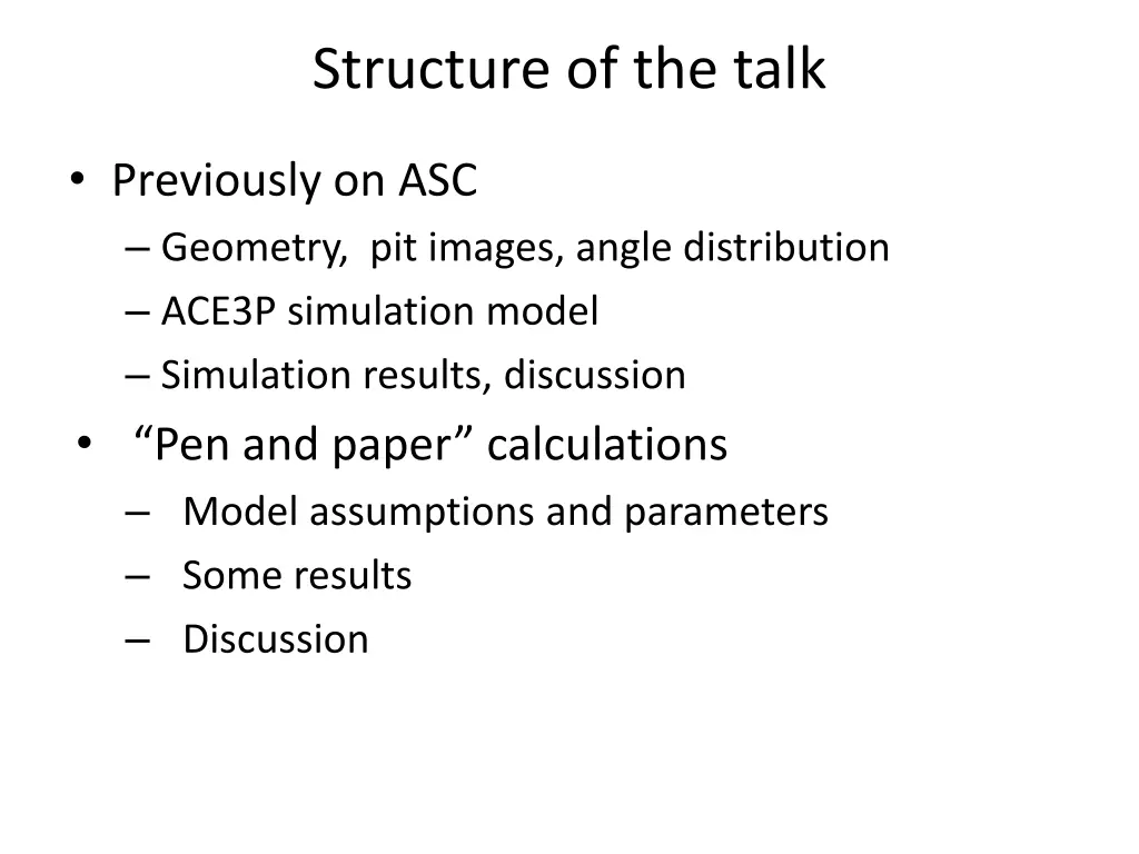 structure of the talk