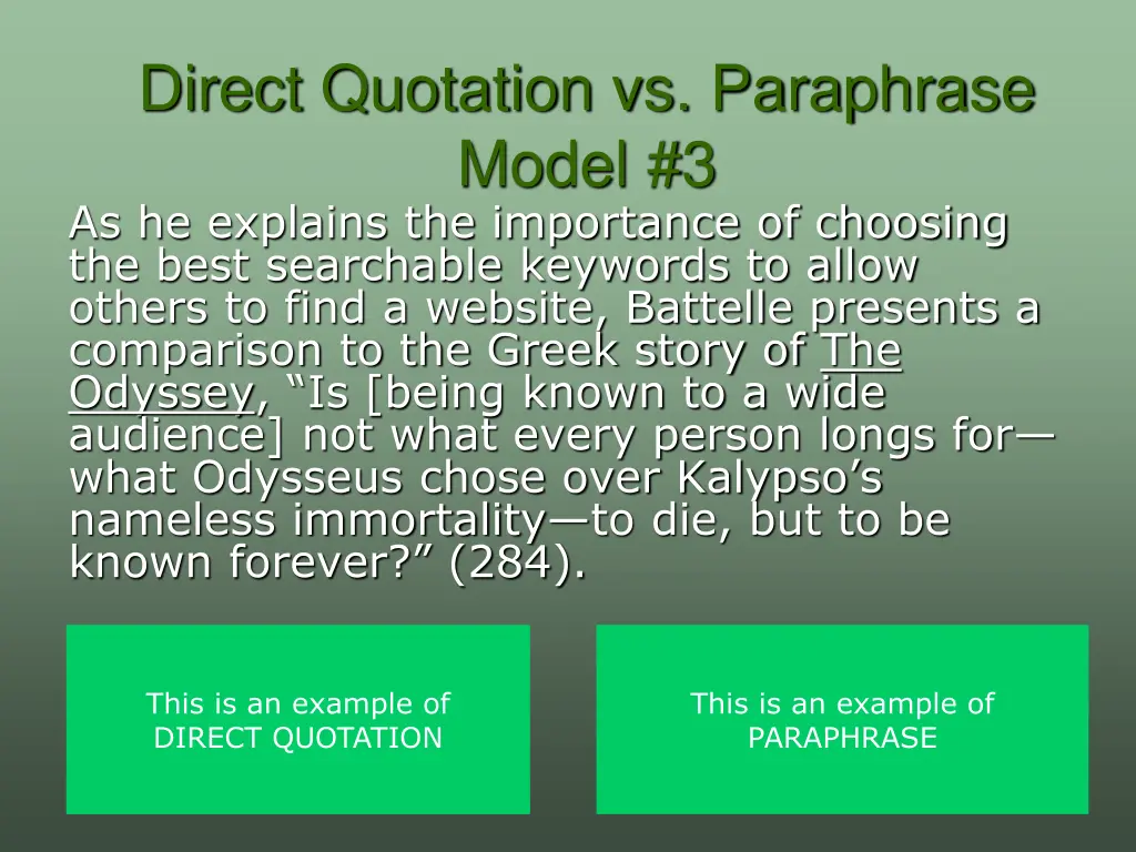 direct quotation vs paraphrase model 1