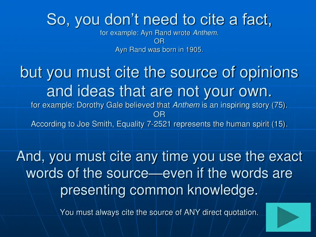 so you don t need to cite a fact for example