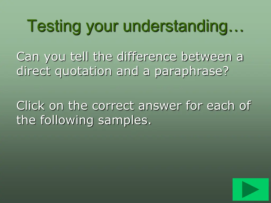 testing your understanding