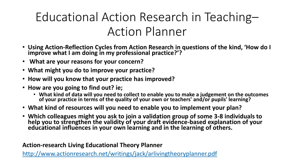 educational action research in teaching action