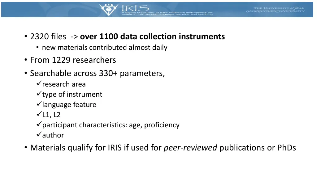 2320 files over 1100 data collection instruments