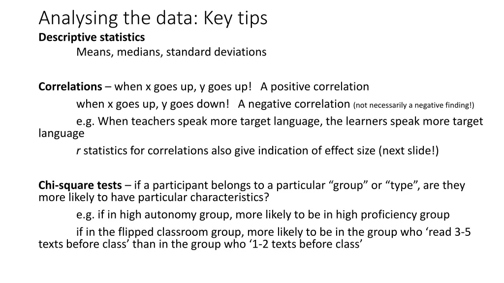 analysing the data key tips descriptive