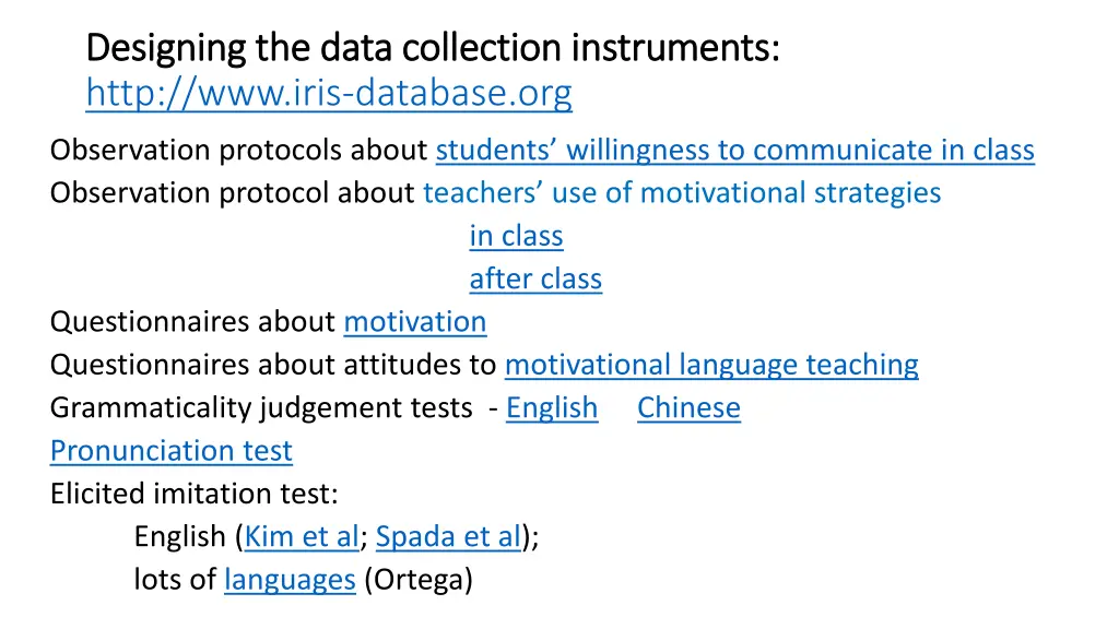 designing the data collection instruments