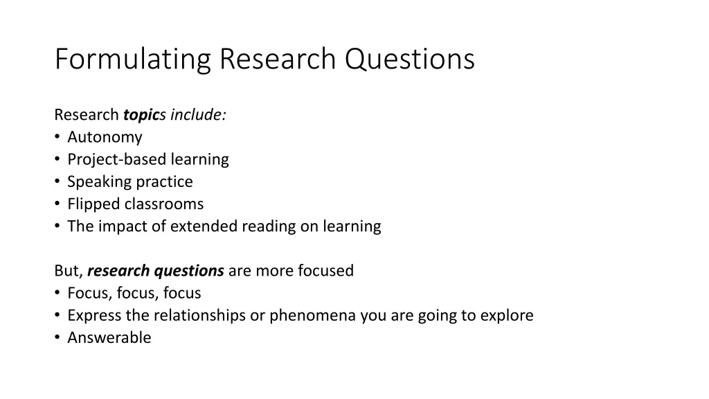 formulating research questions