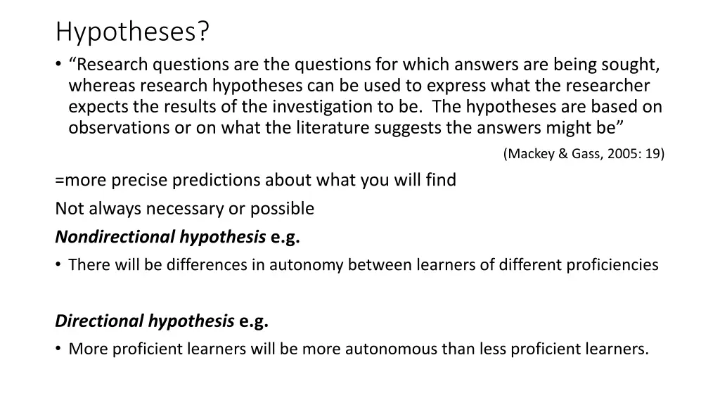 hypotheses research questions are the questions