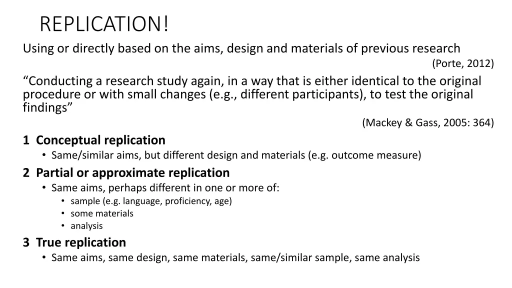 replication using or directly based on the aims