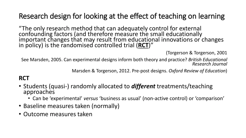 research design for looking at the effect