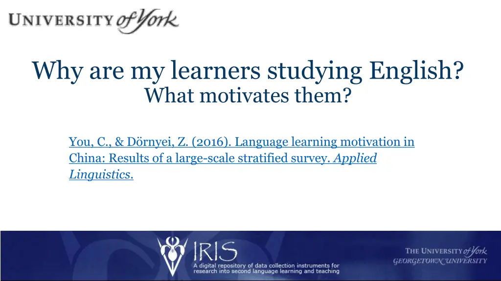 why are my learners studying english what