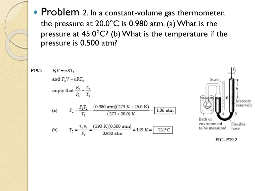 problem 2 in a constant volume gas thermometer