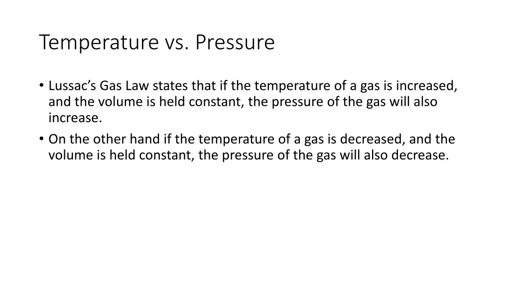 temperature vs pressure
