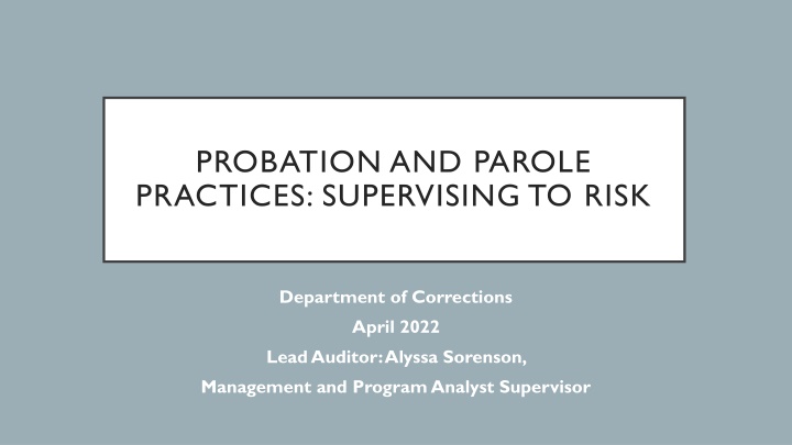 probation and parole practices supervising to risk