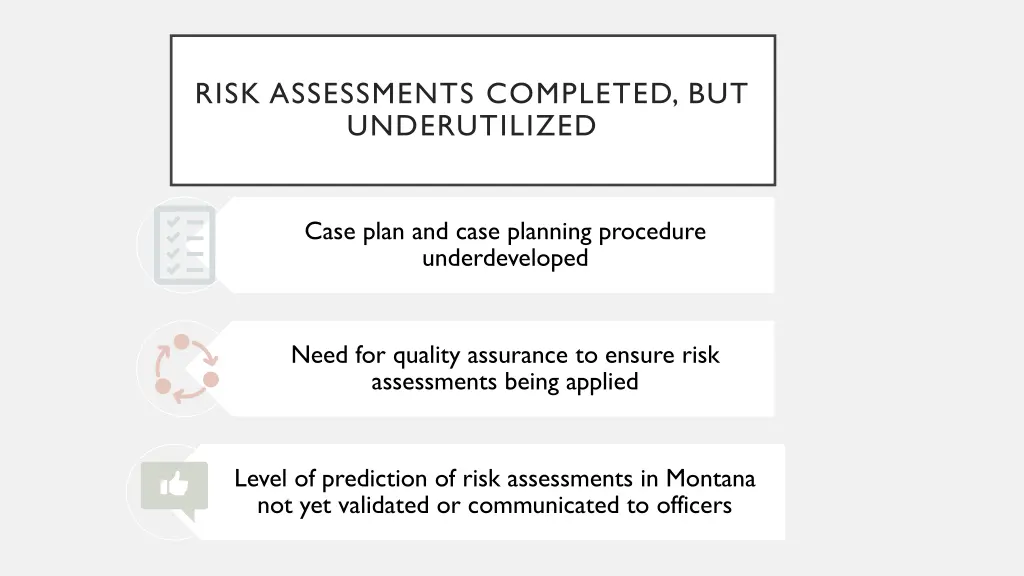 risk assessments completed but underutilized