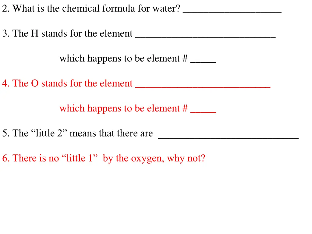 2 what is the chemical formula for water