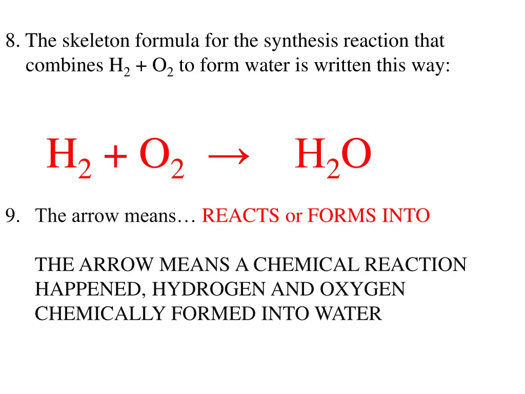8 the skeleton formula for the synthesis reaction 1