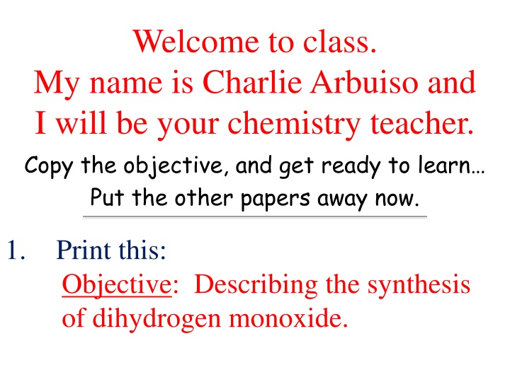 welcome to class my name is charlie arbuiso