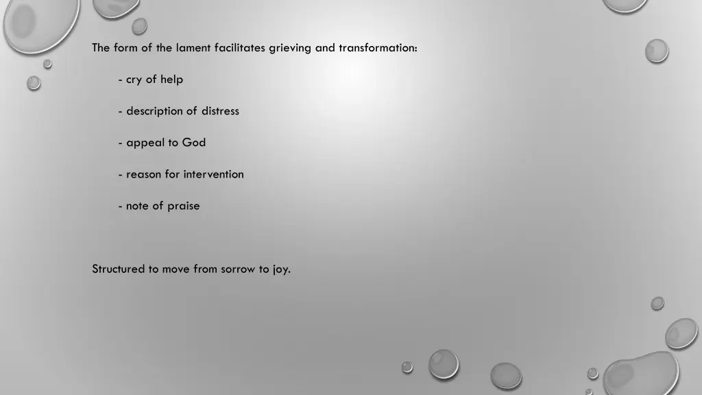 the form of the lament facilitates grieving