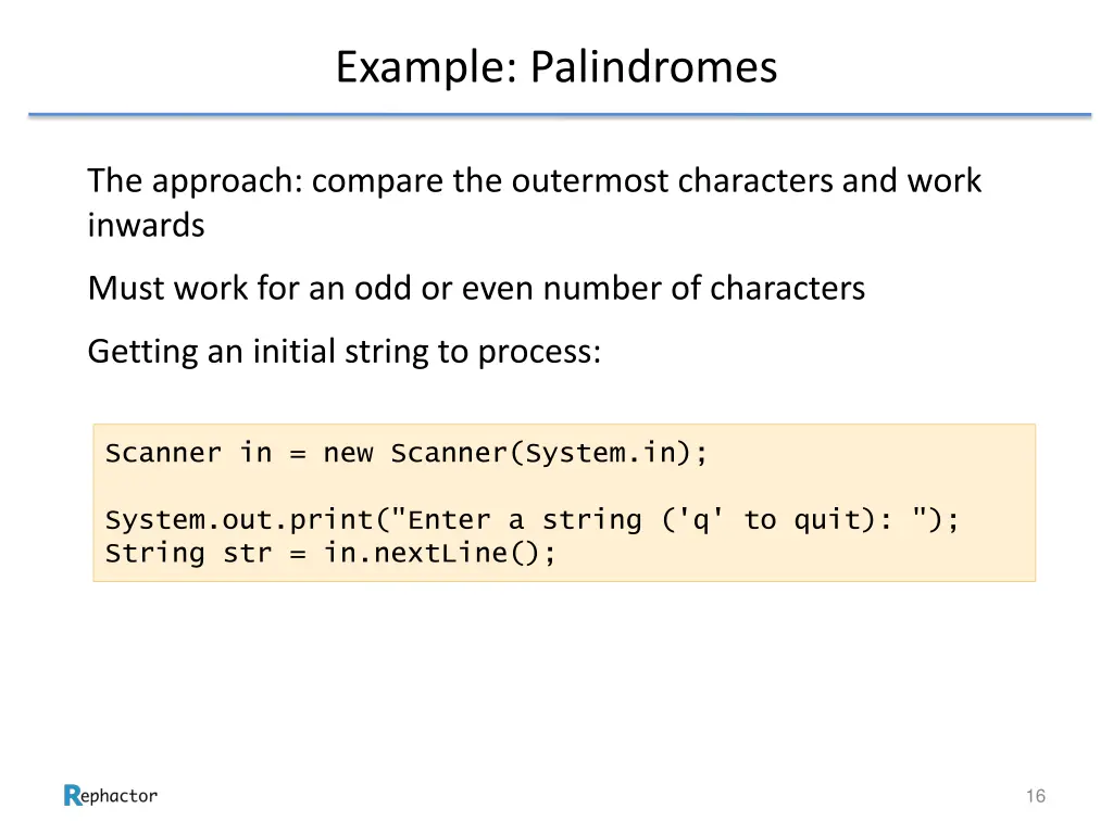 example palindromes 1