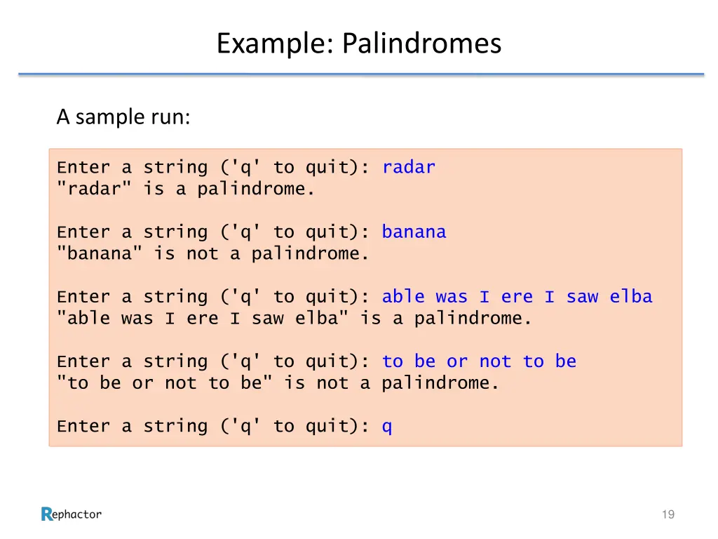 example palindromes 4