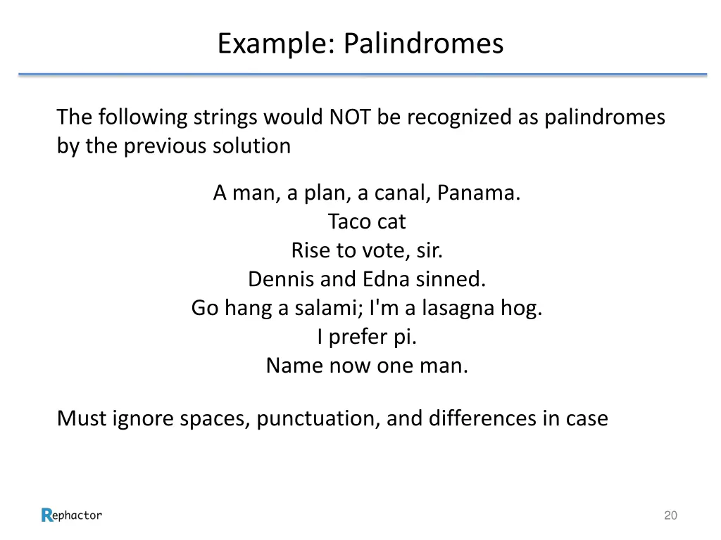 example palindromes 5