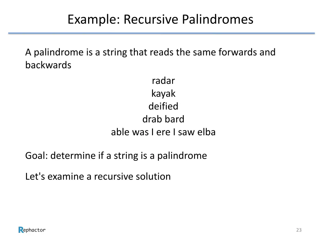 example recursive palindromes