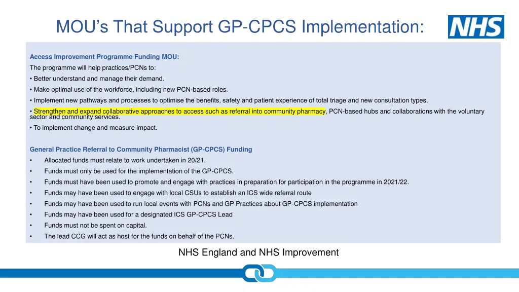 mou s that support gp cpcs implementation