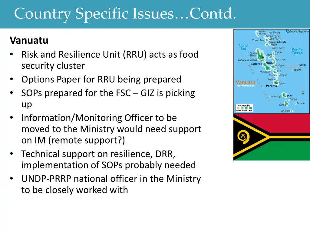 country specific issues contd