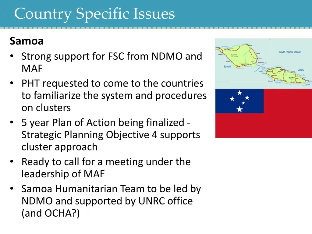 country specific issues