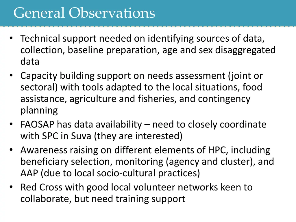 general observations