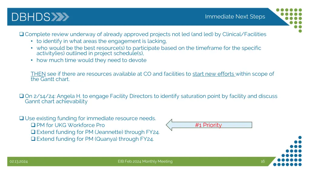 immediate next steps