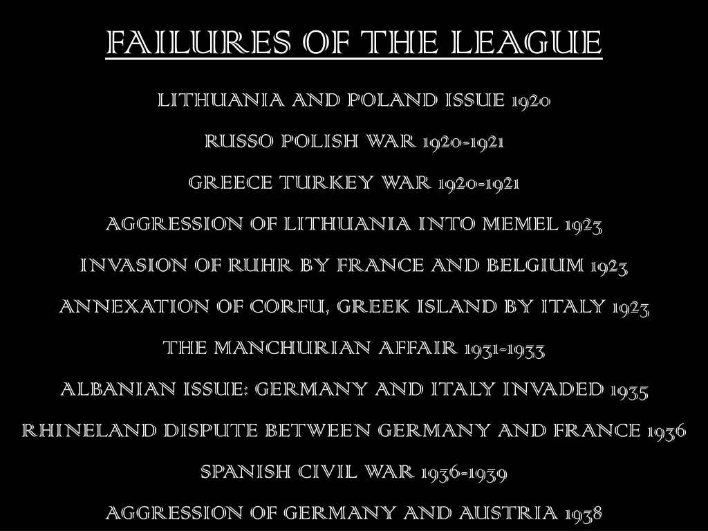 failures of the league