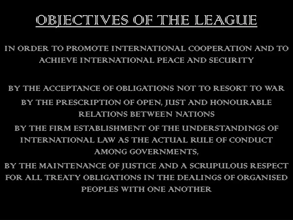 objectives of the league