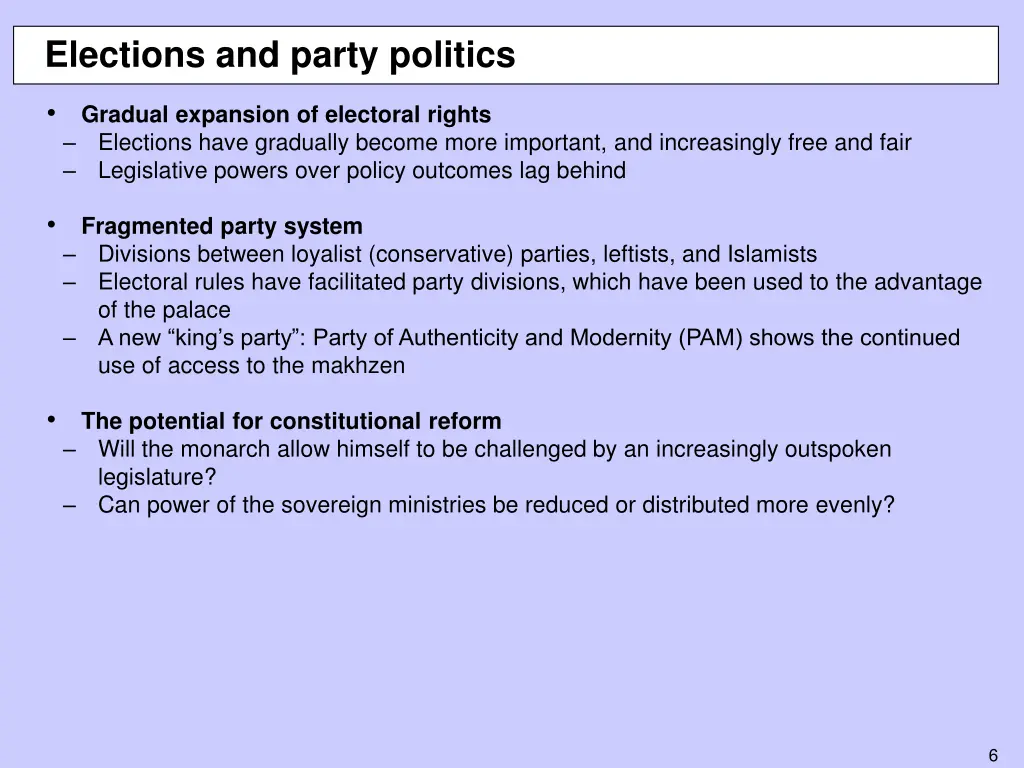 elections and party politics
