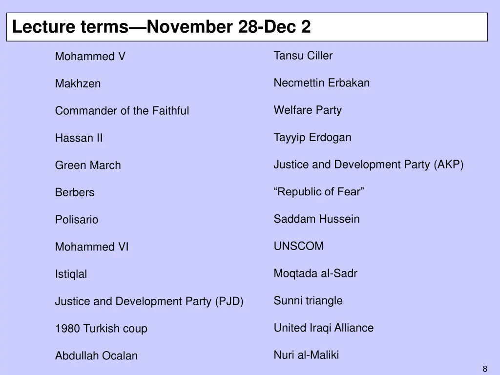 lecture terms november 28 dec 2