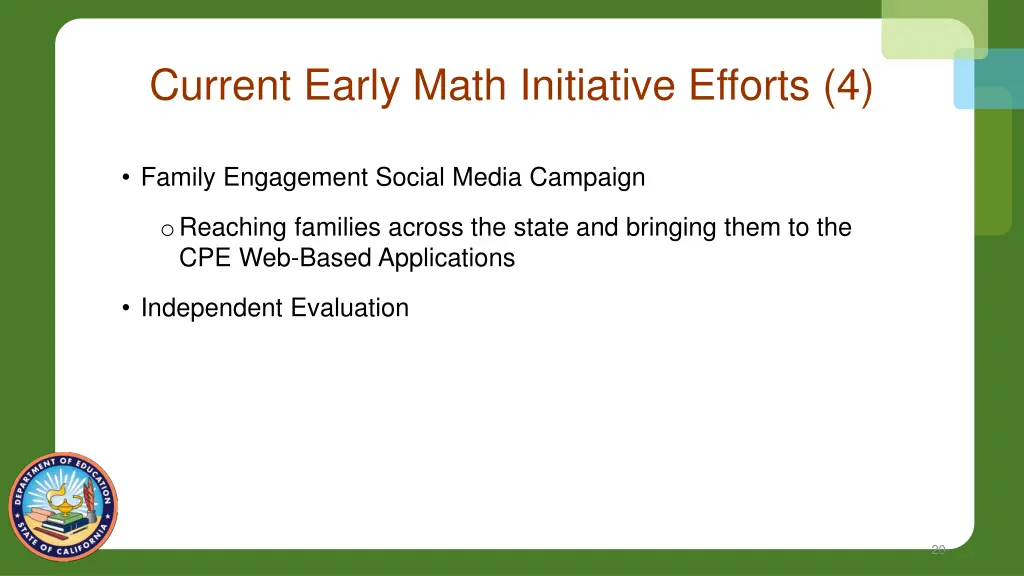 current early math initiative efforts 4