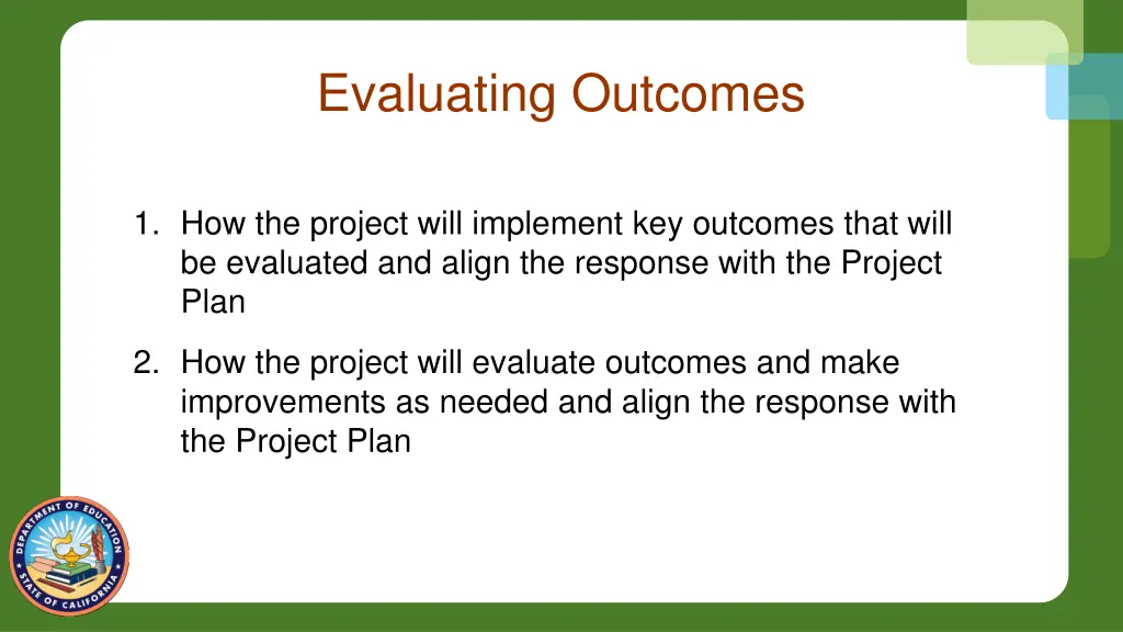 evaluating outcomes
