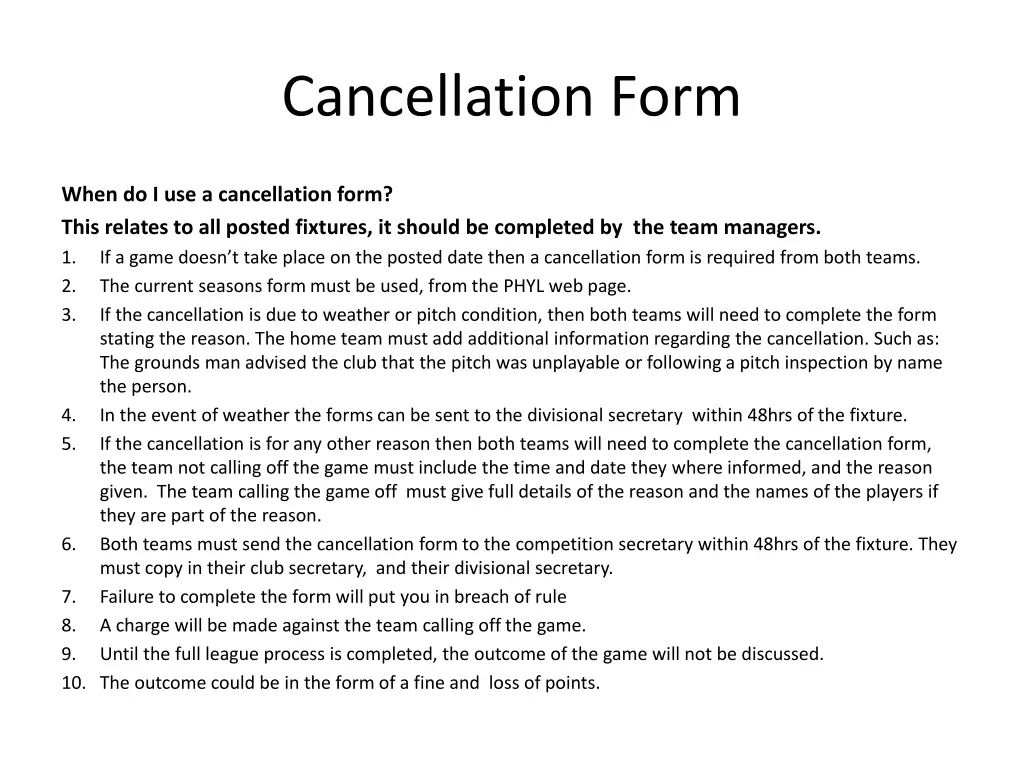 cancellation form
