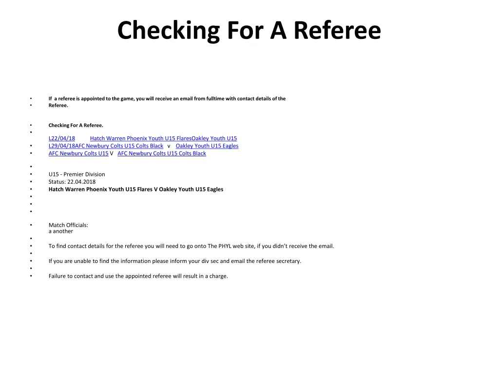 checking for a referee