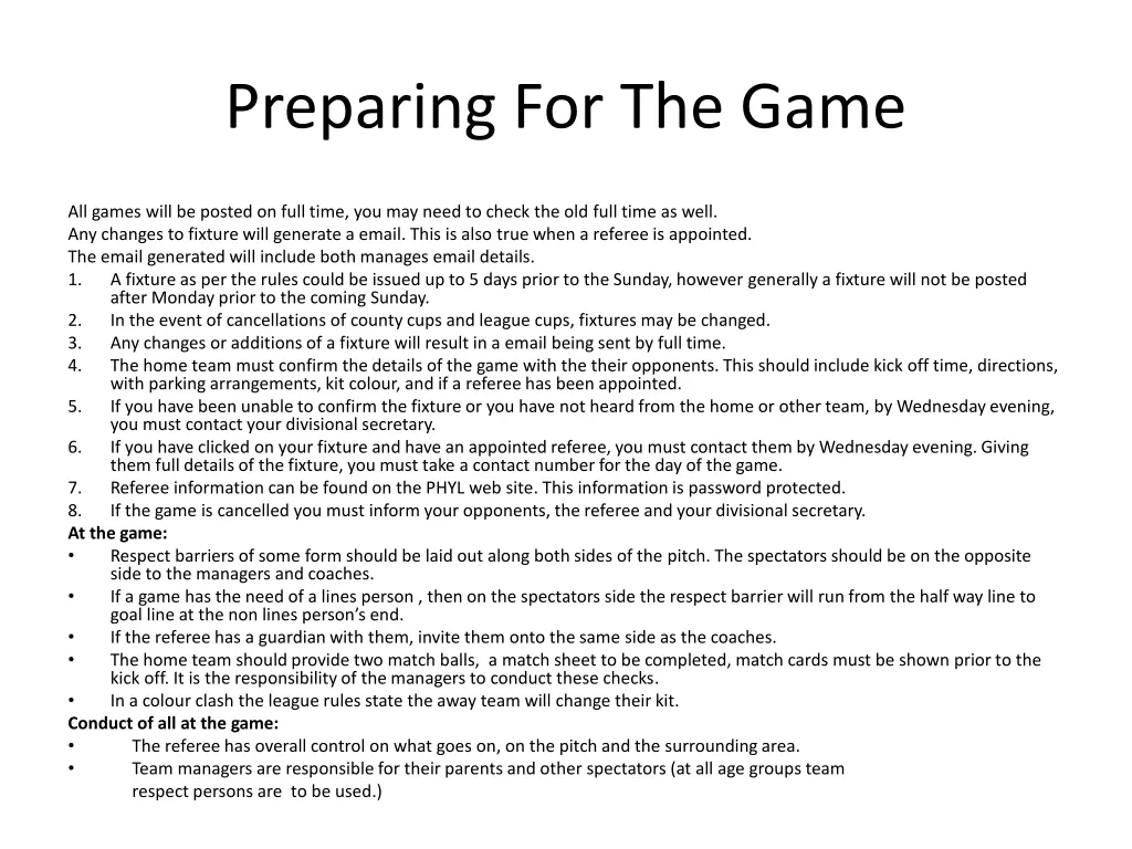 preparing for the game