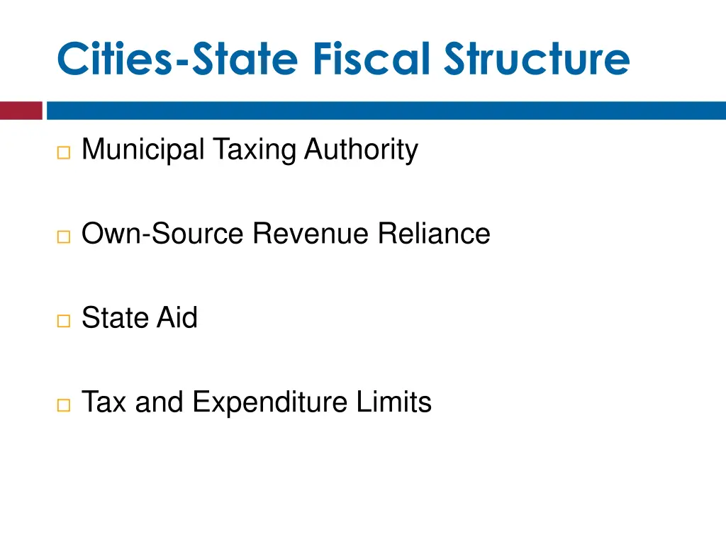 cities state fiscal structure