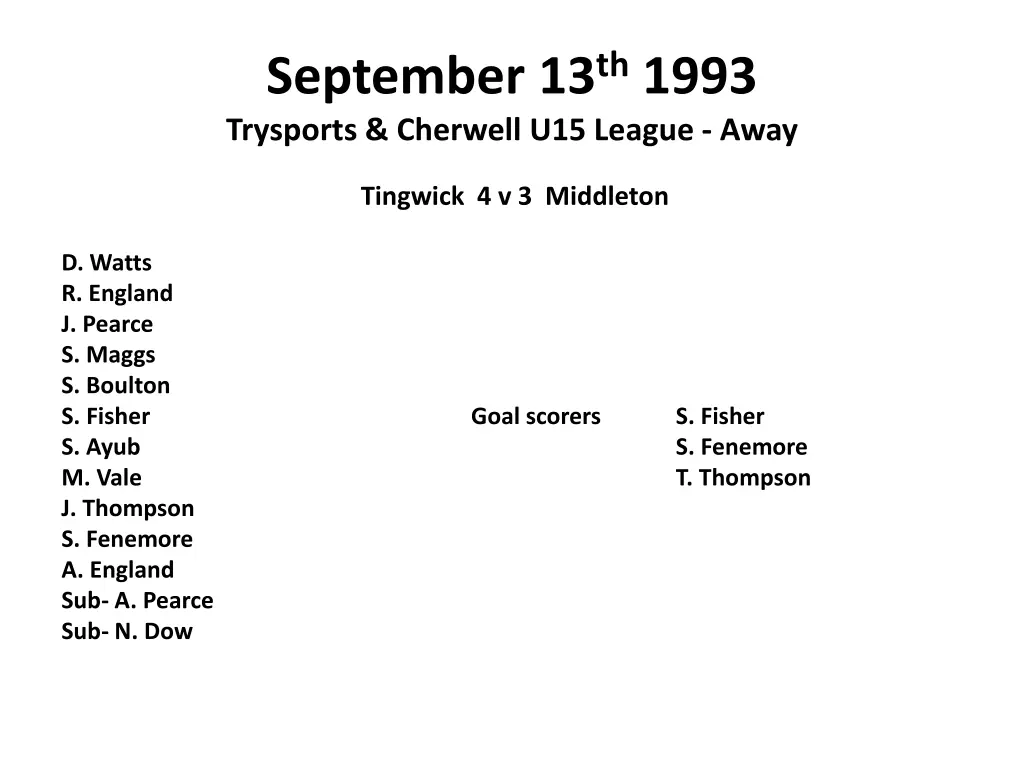 september 13 th 1993 trysports cherwell
