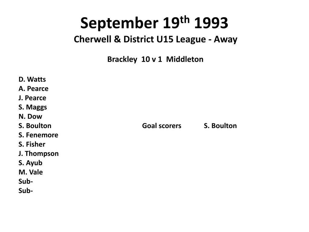 september 19 th 1993 cherwell district u15 league
